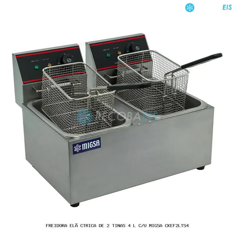 FREIDORA ELÉCTRICA DE 2 TINAS 4 L C/U MIGSA CKEF2LTS4