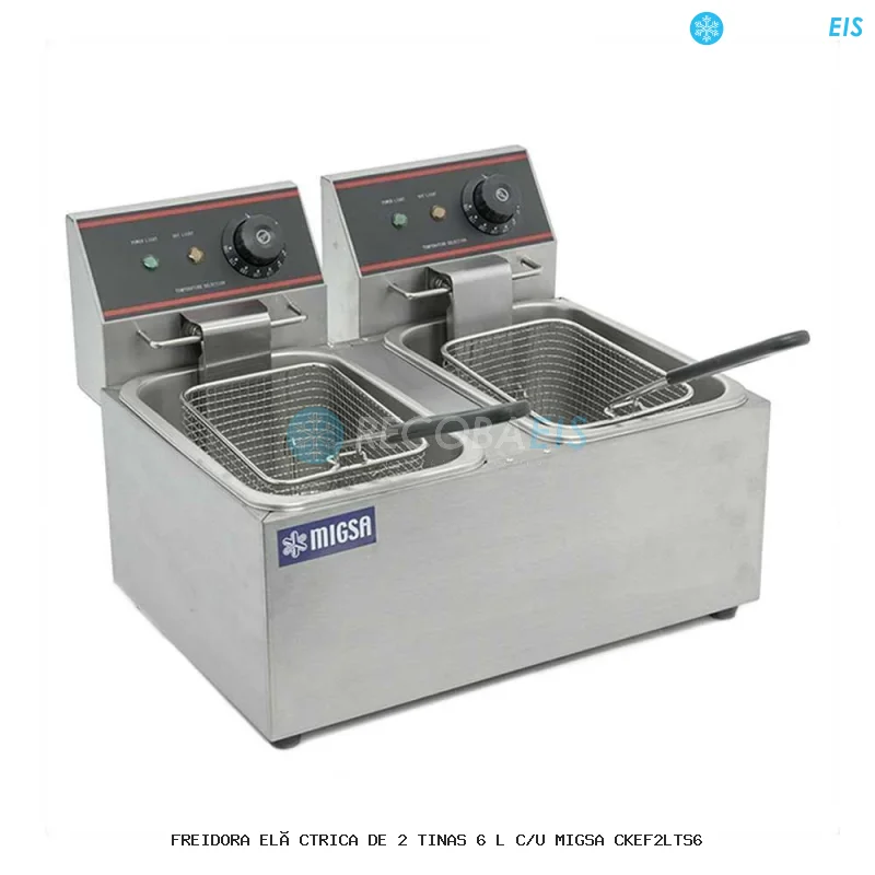 FREIDORA ELÉCTRICA DE 2 TINAS 6 L C/U MIGSA CKEF2LTS6