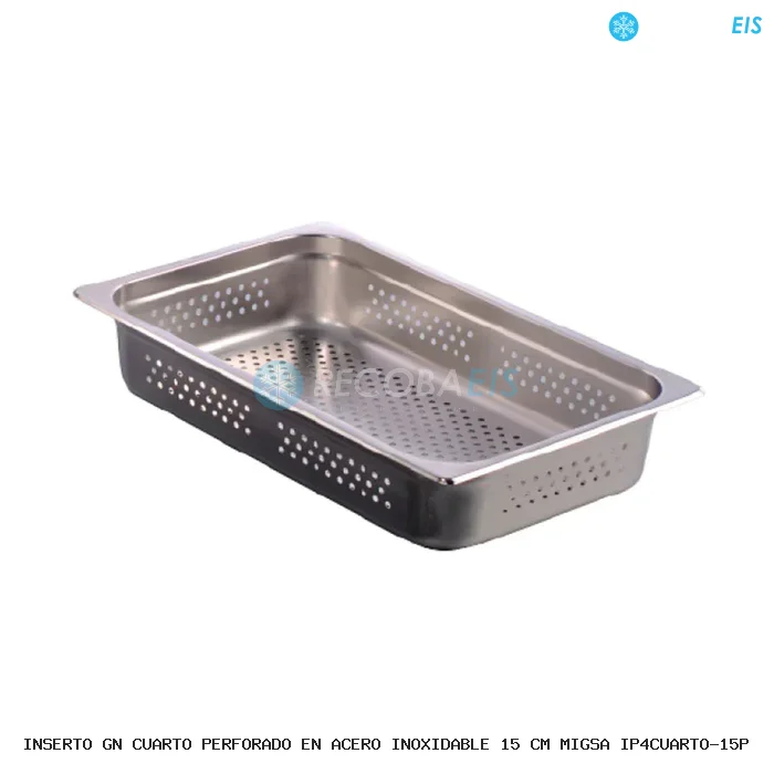 INSERTO GN CUARTO PERFORADO EN ACERO INOXIDABLE 15 CM MIGSA IP4CUARTO-15P